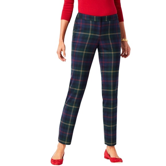 Talbots Pants - Talbots Hampshire Pants Womens 8 Green Plaid Wool Blend Straight Leg Fully Lined